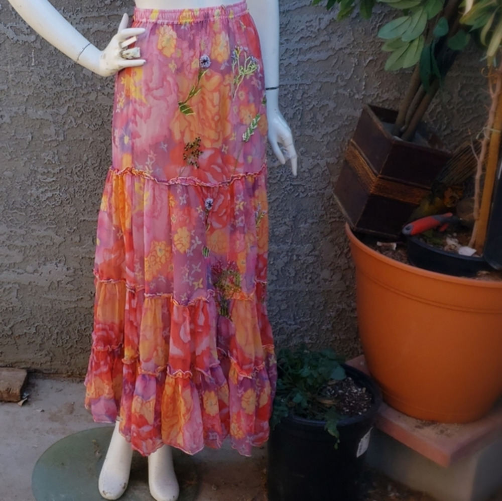 Rangoon‎ Skirts Silk Floating Handpainted Skirt